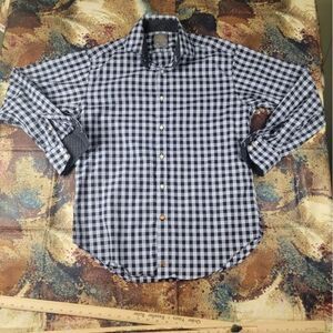 Thomas Dean Blue Checkered Long Sleeve Button Up Shirt Size Large Men’s 26